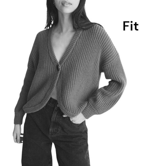 Madewell Sweater XS Cream Cardigan Chunky Shirttail Academia Knit Cottagecore - Picture 11 of 11